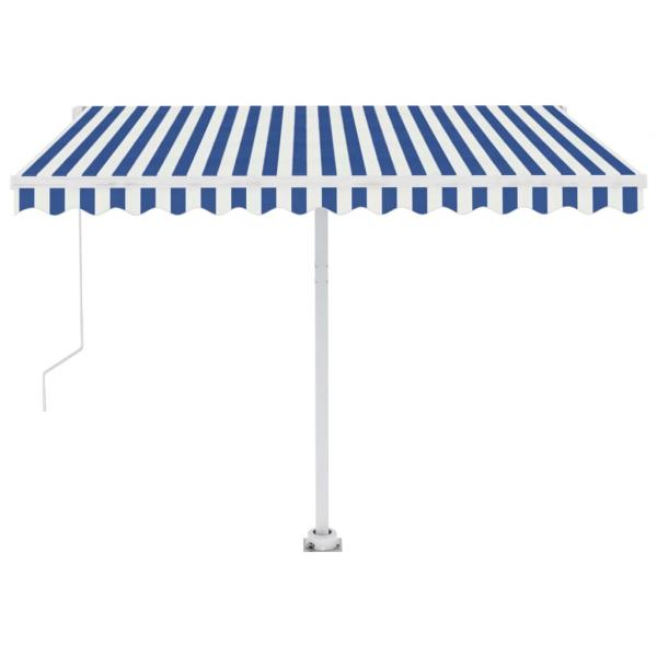 Markise Automatisch mit LED & Windsensor 300x250 cm Blau Weiß