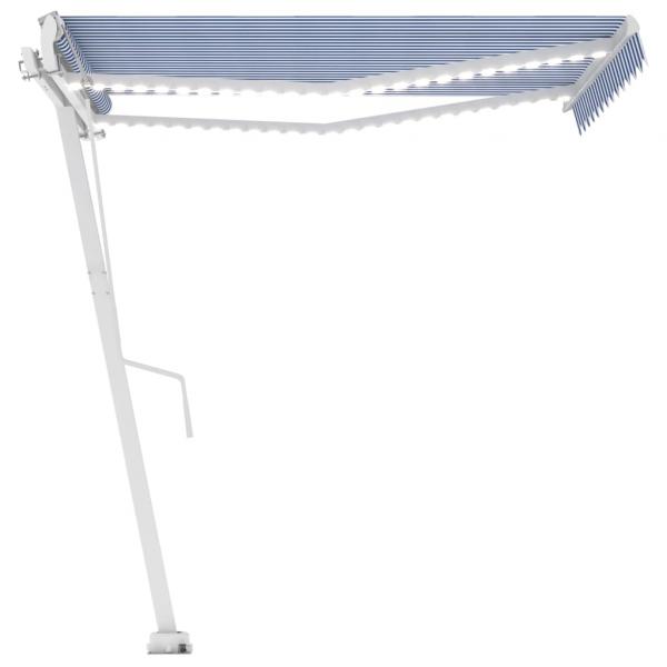 Markise Automatisch mit LED & Windsensor 300x250 cm Blau Weiß