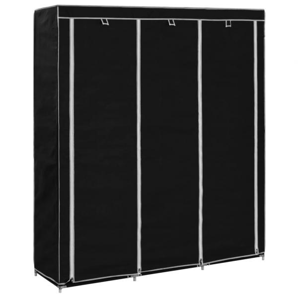ARDEBO.de - Kleiderschrank mit Fächern Stangen Schwarz 150x45x175cm Stoff