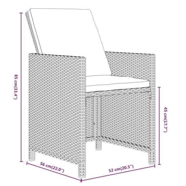 9-tlg. Garten-Essgruppe mit Kissen Poly Rattan Schwarz