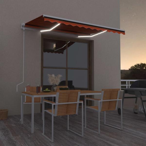 ARDEBO.de - Automatische Markise mit LED Windsensor 300x250 cm Orange/Braun
