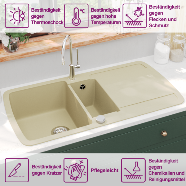 Granitspüle Doppelbecken Beige