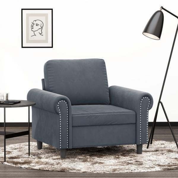 ARDEBO.de - Sessel Dunkelgrau 60 cm Samt