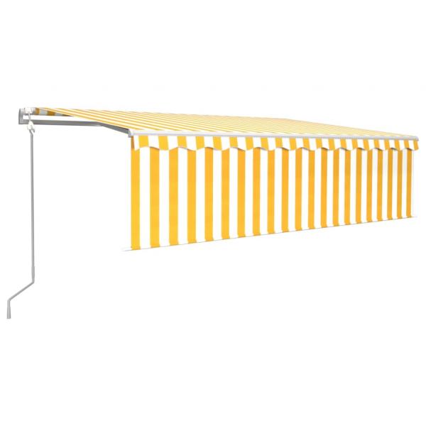 Markise Automatisch mit Rollo LED Windsensor 5x3m Gelb & Weiß 