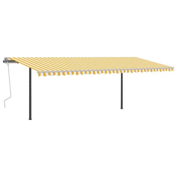 Markise Manuell Einziehbar mit LED 6x3,5 m Gelb und Weiß