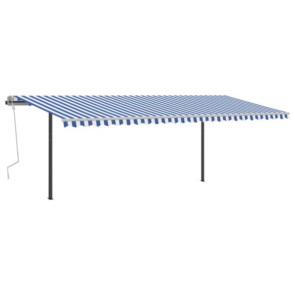 Markise Manuell Einziehbar mit LED 6x3 m Blau und Weiß