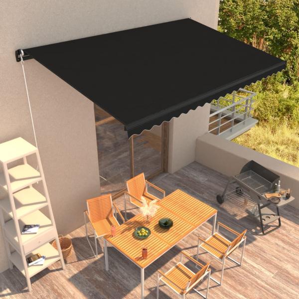 ARDEBO.de - Einziehbare Markise Handbetrieben 450 x 300 cm Anthrazit