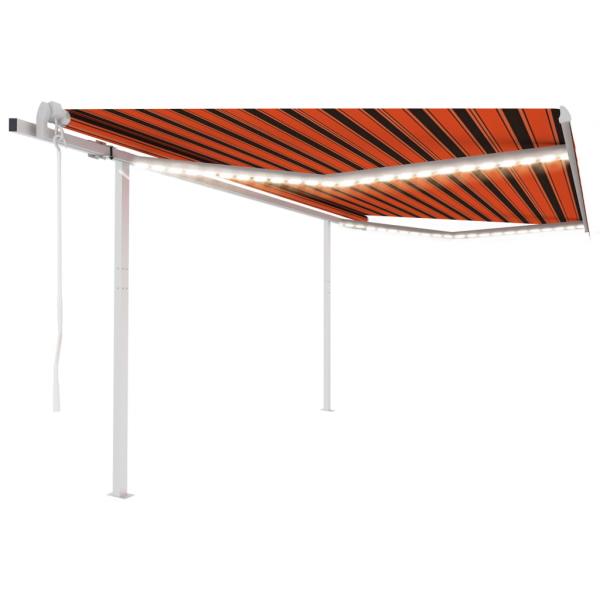 ARDEBO.de - Markise Automatisch mit LED & Windsensor 4x3 m Orange & Braun