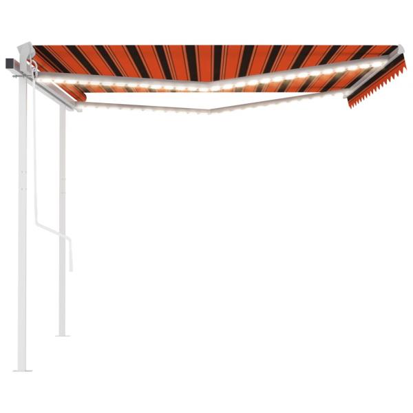 Markise Automatisch mit LED & Windsensor 4x3 m Orange & Braun
