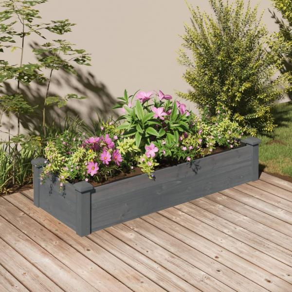 ARDEBO.de - Hochbeet mit Einsatz Grau 120x45x25 cm Massivholz Tanne