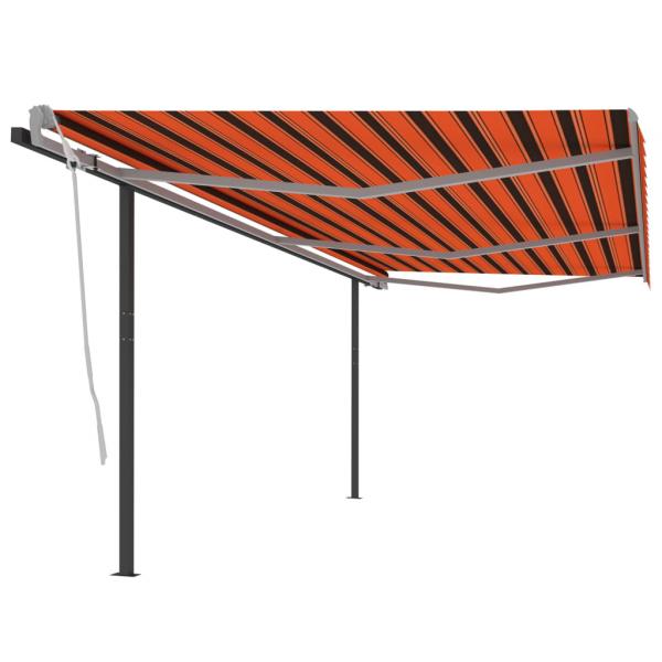 ARDEBO.de - Markise Manuell Einziehbar mit Pfosten 6x3 m Orange Braun