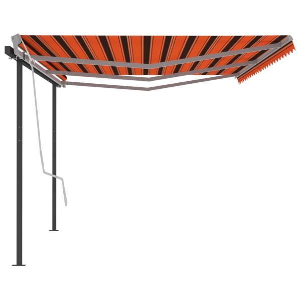 Markise Manuell Einziehbar mit Pfosten 6x3 m Orange Braun