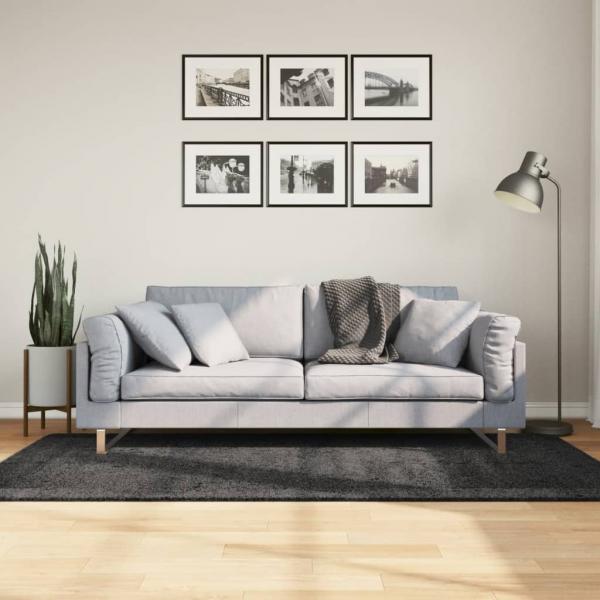 ARDEBO.de - Teppich Shaggy Hochflor Modern Anthrazit 100x200 cm