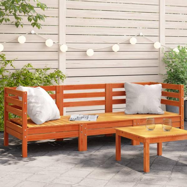 ARDEBO.de - Gartensofa 3-Sitzer Wachsbraun Massivholz Kiefer