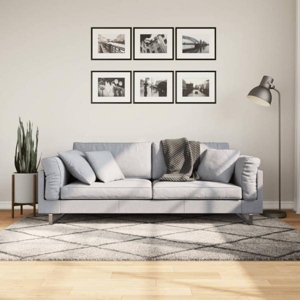 ARDEBO.de - Teppich Shaggy Hochflor Modern Beige und Anthrazit 140x200 cm