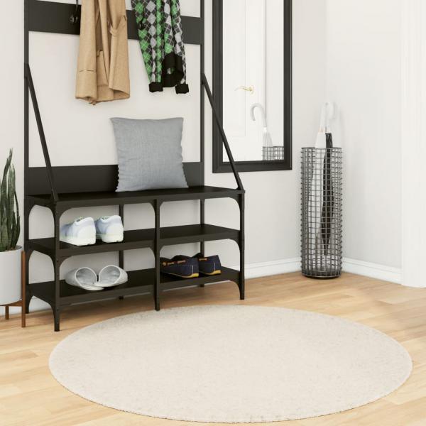 ARDEBO.de - Teppich Shaggy Hochflor Modern Creme Ø 120 cm