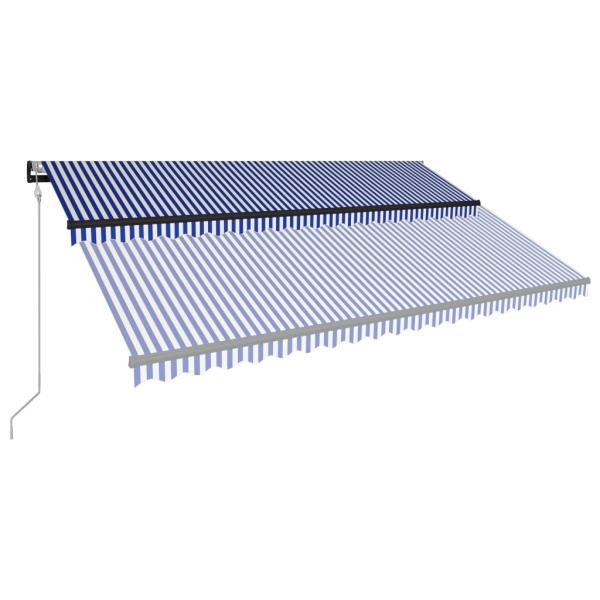 Markise mit Windsensor & LED 500x300cm Blau und Weiß