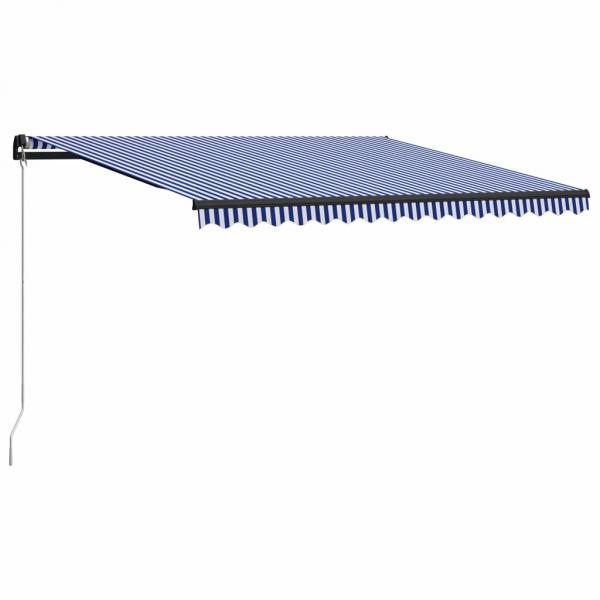 ARDEBO.de - Einziehbare Markise Handbetrieben 450 x 300 cm Blau und Weiß