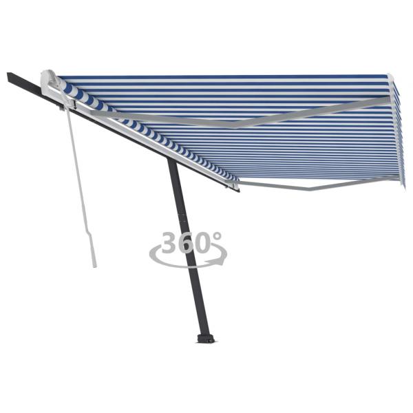 ARDEBO.de - Standmarkise Manuell Einziehbar 500x300 cm Blau/Weiß