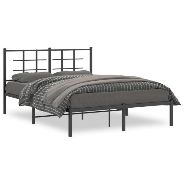 ARDEBO.de - Bettgestell mit Kopfteil Metall Schwarz 140x190 cm