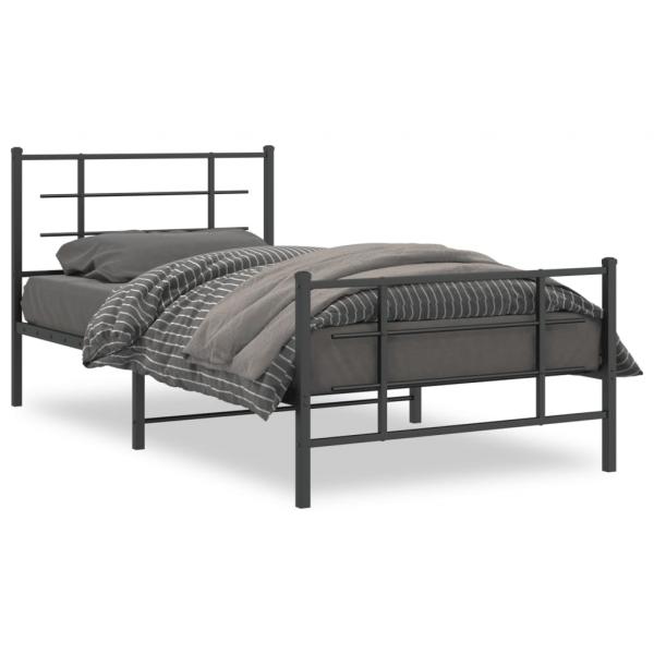 ARDEBO.de - Bettgestell mit Kopf- und Fußteil Metall Schwarz 107x203 cm