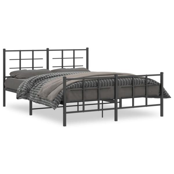 ARDEBO.de - Bettgestell mit Kopf- und Fußteil Metall Schwarz 160x200 cm