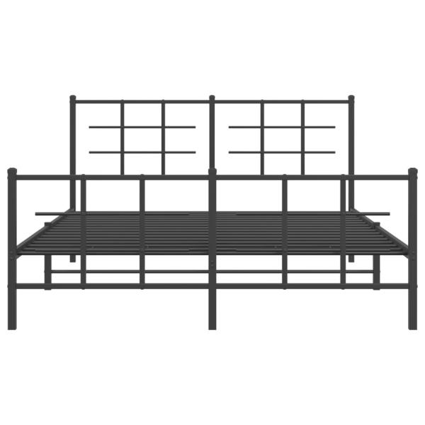 Bettgestell mit Kopf- und Fußteil Metall Schwarz 160x200 cm