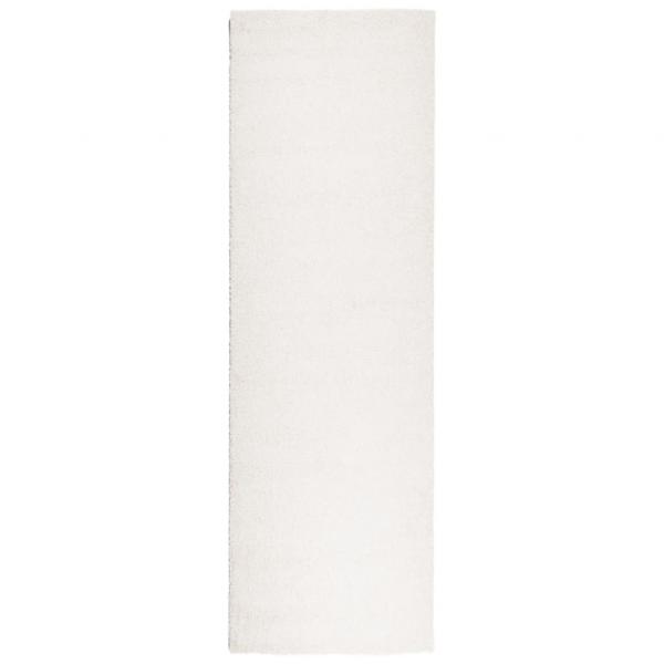 Teppich Shaggy Hochflor Modern Creme 80x250 cm