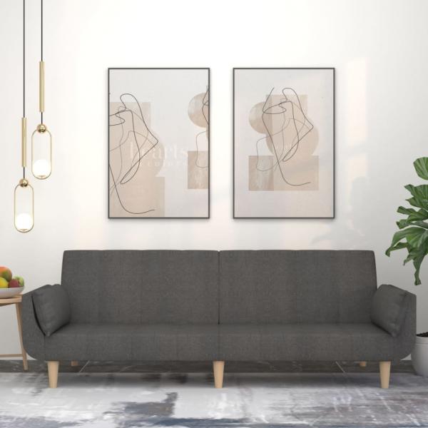 ARDEBO.de - Schlafsofa 2-Sitzer mit 2 Kissen Dunkelgrau Stoff