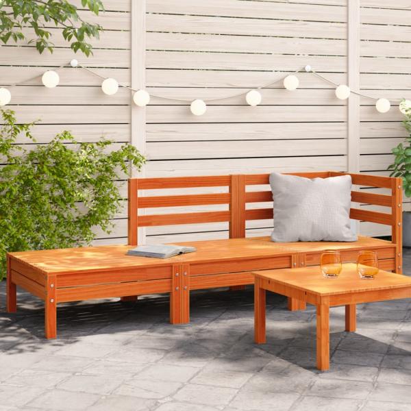 ARDEBO.de - Gartensofa 3-Sitzer Wachsbraun Massivholz Kiefer
