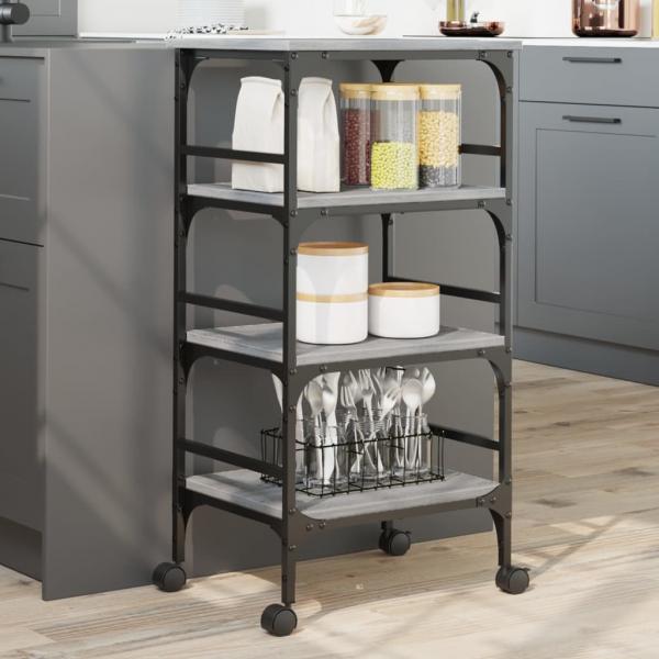 ARDEBO.de - Küchenwagen Grau Sonoma 45x35x89,5 cm Holzwerkstoff