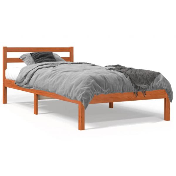 ARDEBO.de - Massivholzbett ohne Matratze Wachsbraun 75x190 cm Kiefernholz