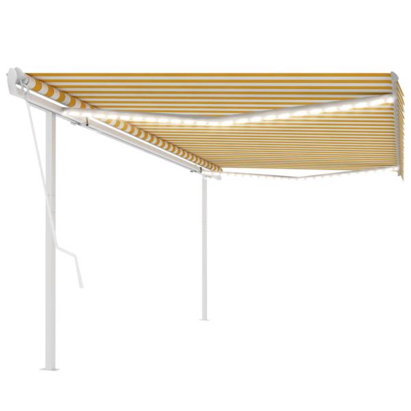 ARDEBO.de - Markise Automatisch mit LED & Windsensor 5x3 m Gelb & Weiß