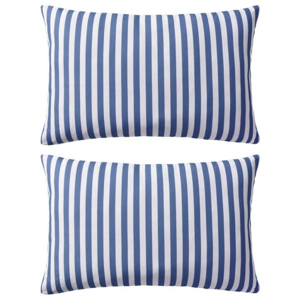 ARDEBO.de - Gartenkissen 2 Stk. Streifenmuster 60 x 40 cm Marineblau