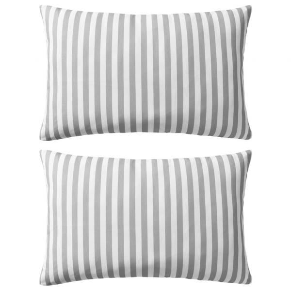 ARDEBO.de - Gartenkissen 2 Stk. Streifenmuster 60 x 40 cm Grau