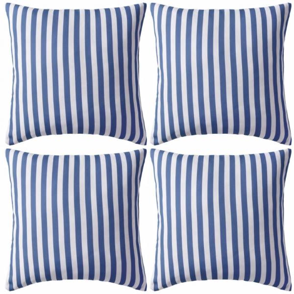 ARDEBO.de - Gartenkissen 4 Stk. Streifenmuster 45 x 45 cm Marineblau
