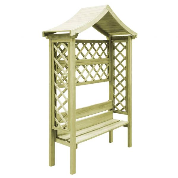 Garten-Pergola mit Dach und Bank Kiefernholz Imprägniert