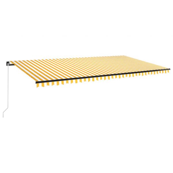 Markise Manuell Einziehbar mit LED 600x350 cm Gelb & Weiß