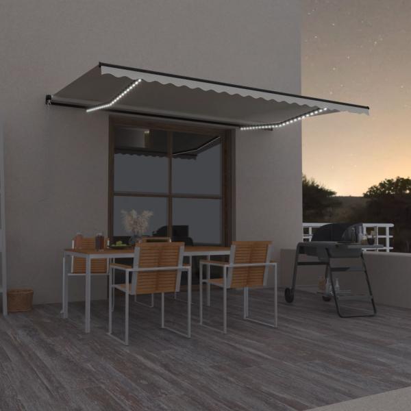 ARDEBO.de - Markise Manuell Einziehbar mit LED 500x350 cm Creme
