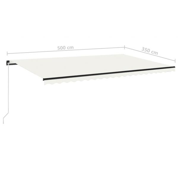 Markise Manuell Einziehbar mit LED 500x350 cm Creme