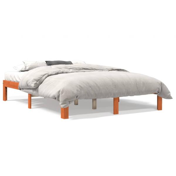 ARDEBO.de - Massivholzbett ohne Matratze Wachsbraun 140x190 cm Kiefernholz