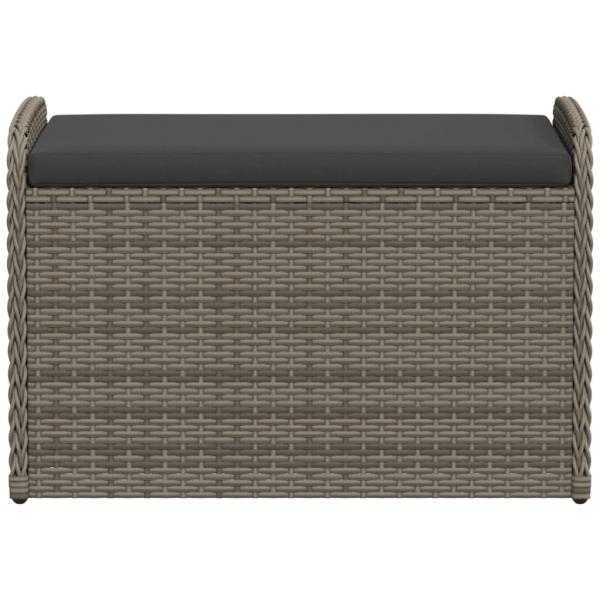 Sitzbank mit Stauraum & Kissen Grau 80x51x52 cm Poly Rattan