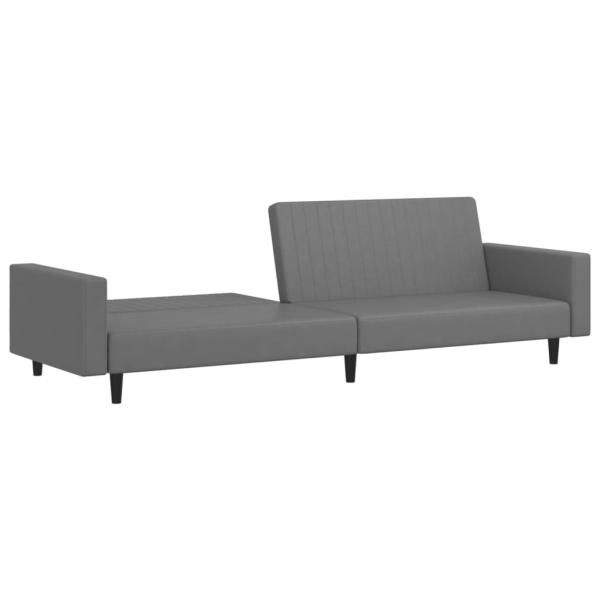 Schlafsofa 2-Sitzer Grau Kunstleder