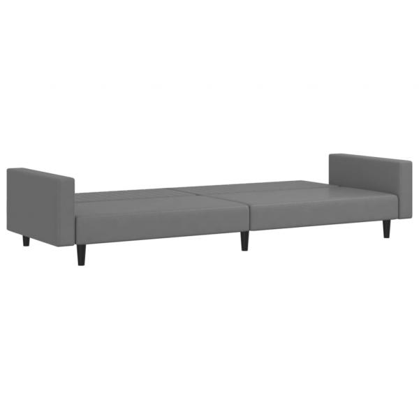 Schlafsofa 2-Sitzer Grau Kunstleder