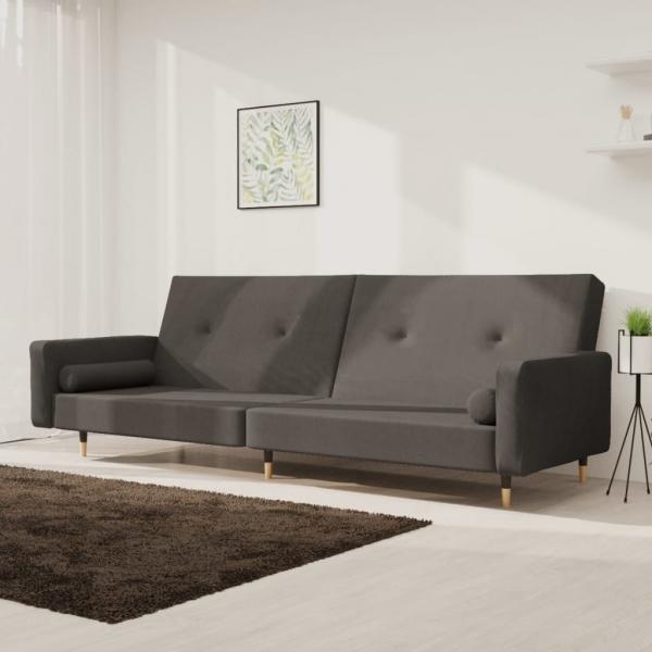 ARDEBO.de - Schlafsofa 2-Sitzer mit 2 Kissen Dunkelgrau Samt