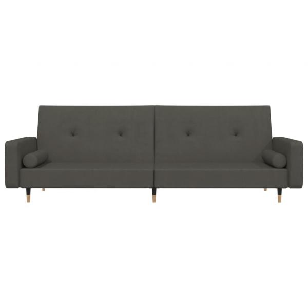 Schlafsofa 2-Sitzer mit 2 Kissen Dunkelgrau Samt