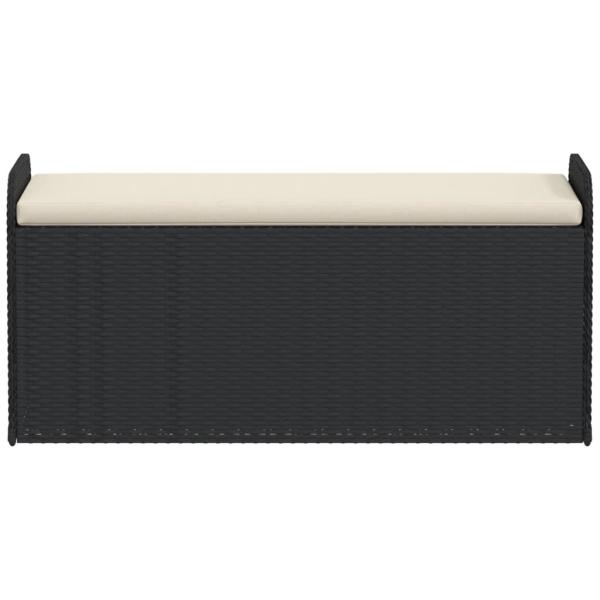 Sitzbank mit Stauraum & Kissen Schwarz 115x51x52 cm Poly Rattan