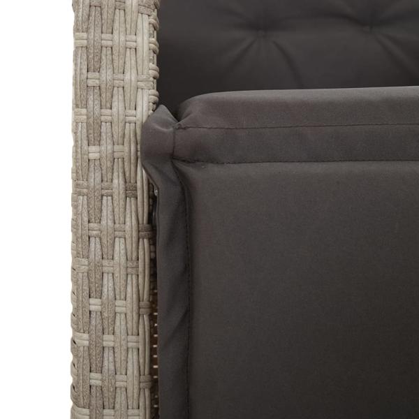 5-tlg. Garten-Essgruppe mit Kissen Hellgrau Poly Rattan