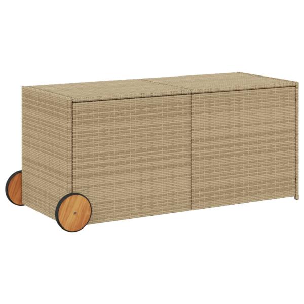 Gartentruhe mit Rollen Beige 283L Poly Rattan