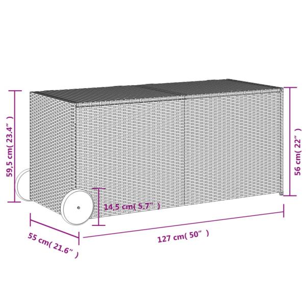 Gartentruhe mit Rollen Beige 283L Poly Rattan